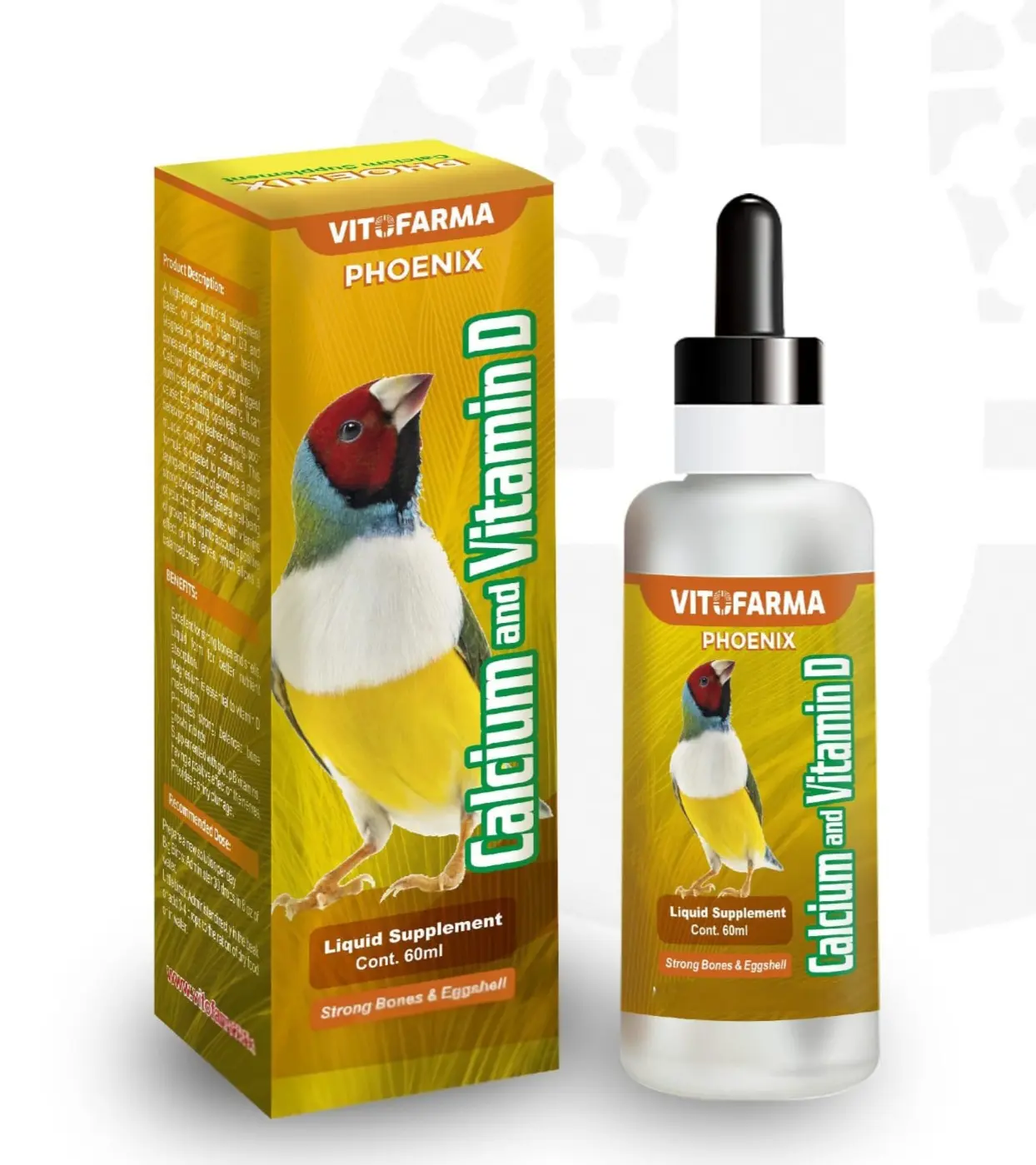 Calcium + Vitamin D for Birds 60ml | Liquid Calcium Supplement for Birds | Vitofarma