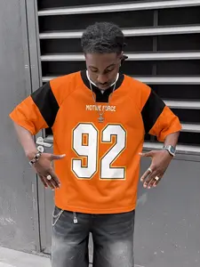 92 Motive Force Football Jersey Men Orange Black Contrast Sleeve Oversized Athletic Streetwear Breathable Sports Tee 2026 #springsaledeals2026 #summeroutfits #footballjersey #streetwearfashion