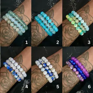 3pc Mixed Glass Bracelet Sets