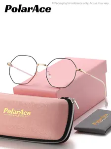 PolarAce 1 Piece Unisex Full Frame Plano Glasses，Round Frame Plano Glasses Casual Vibe