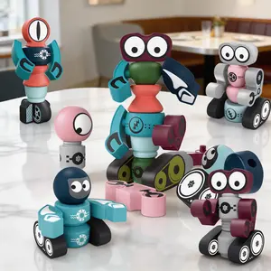 Boys’ and girls’ Halloween-themed DIY magnetic alien robot toy set, multiple character designs with detachable magnetic building blocks, eco-friendly, non-toxic, no sharp edges plastic material, STEM educational role-play toys for toddlers and children