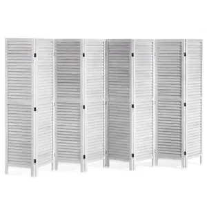 VEVOR Wood Room Divider, 8 Panel Wood Folding Privacy Screen, 66.9 Inches Tall Indoor Louvered Wooden Partition, Portable Decoration Screen, for Room Separation, Home, Office, Restaurant & Bedroom