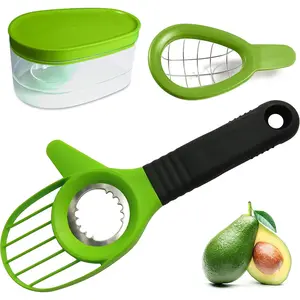 Avocado Slicer 3 Piece Set - Avocado Slicer Tool, Cutter, Knife, Peeler, Pitter, Cuber, Dicer & Avocado Keeper For Everything That You Will Ever Need For Your Avocados