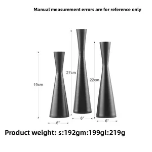 Candlestick wrought iron small waist candlestick matte black tapered base living room handicraft ornament-65