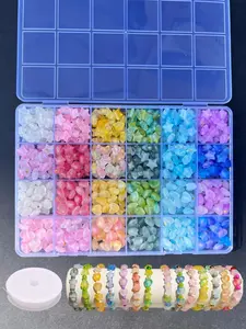 1box DIY Jewelry Making Kit, 600pcs Star Heart Beads Set, Multicolor Acrylic Beads with Storage Box & Crystal Elastic String, Diy Mix Beads, Bead Assortment