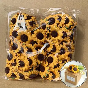 100Pcs/Set Artificial Sunflower Paper Flower 3.5cm Dried Flowers for Wedding Festive Party Scrapbooking Packaging DIY Decoration