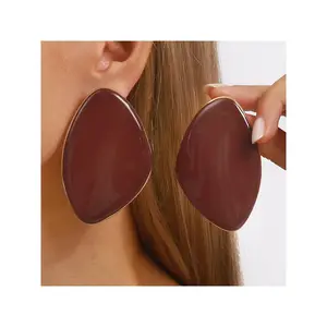 European and American exaggerated trend pebble-shaped smooth surface earrings punk indifferent style geometric irregular ear pendants Trendy Jewelry