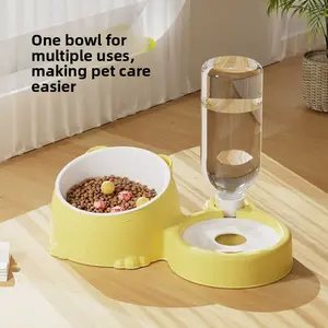 Cat Bowl Double Bowl Automatic Water Dispensing Pet Cat Food Dog Food Bowl Stainless Steel Ceramic Dog Bowl Cat Bowl Dog Bowl Pet Supplies