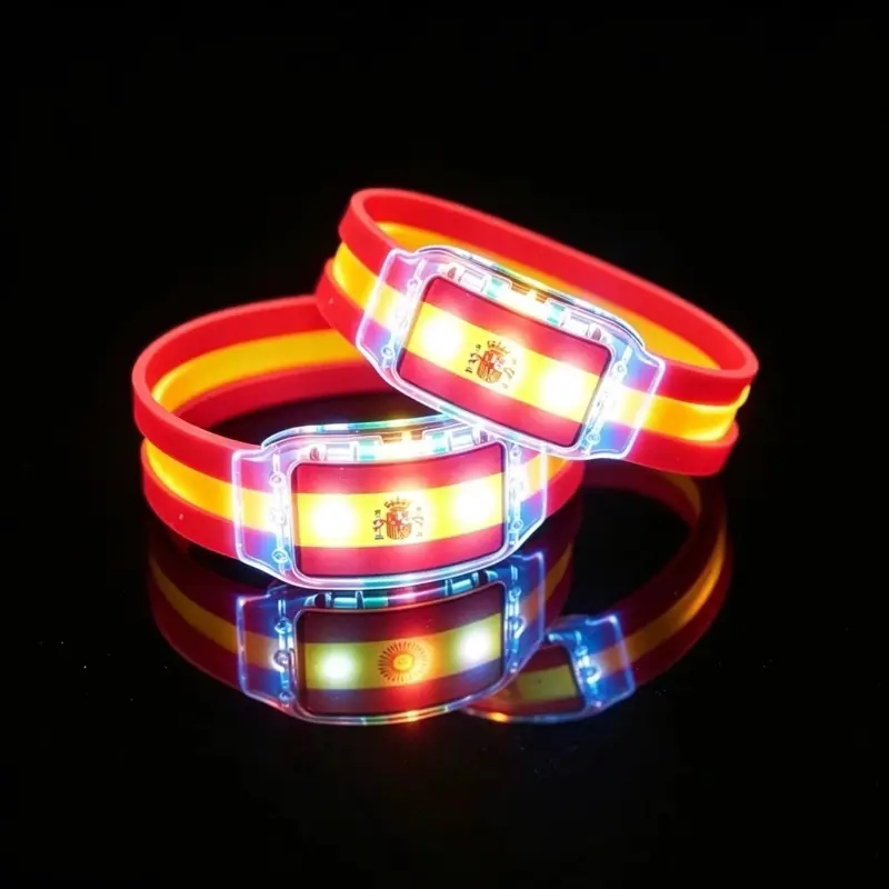 Spain Flag LED Bracelet, Flashing Light-Up Wristband for Festivals, Sports Events