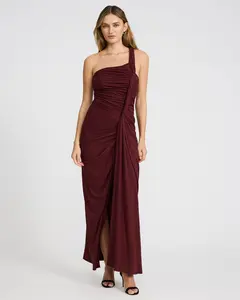 Express Twist One Shoulder Ruched Maxi Dress