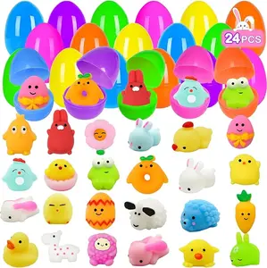 24-Pack Easter Egg Mochi Squishy Toys – Stress Relief Squeeze Toys for Kids, Easter Egg Hunt Fillers, Basket Stuffers, Party Favors & Perfect Easter Gift for kids