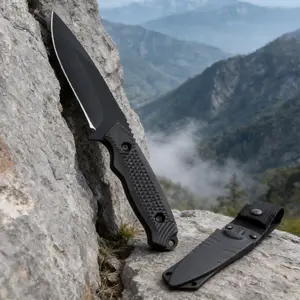 Survival Fixed Blade Knife, Full Tang 3.54" 50-Degree Steel – Textured Diamond Grip Handle, 7.88" Overall, Secure Nylon Sheath for Hunting & Outdoor