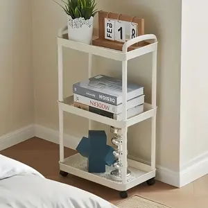 1 Pc Multi-Layer Plastic Storage Cart With Wheels, Movable Large Capacity, Stable Load-Bearing, Space-Saving For Kitchen Bathroom Bedroom Organizer