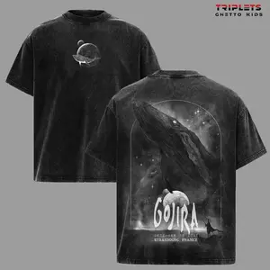 Gojira Whale Space Graphic T-Shirt Vintage Washed Black Tee, Cosmic Ocean Band Artwork Shirt, Heavy Metal Streetwear Oversized Unisex Tee, Gojira Tour Inspired Graphic Shirt USA Clothes WVD
