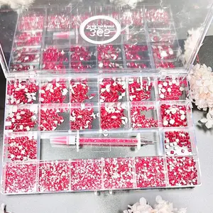 9340pcs Siam Red Rhinestones Box with Diamond Picker and 14 Hottest Sale Shapes - Home Supplies Home Organizers Storage Boxes & Bins