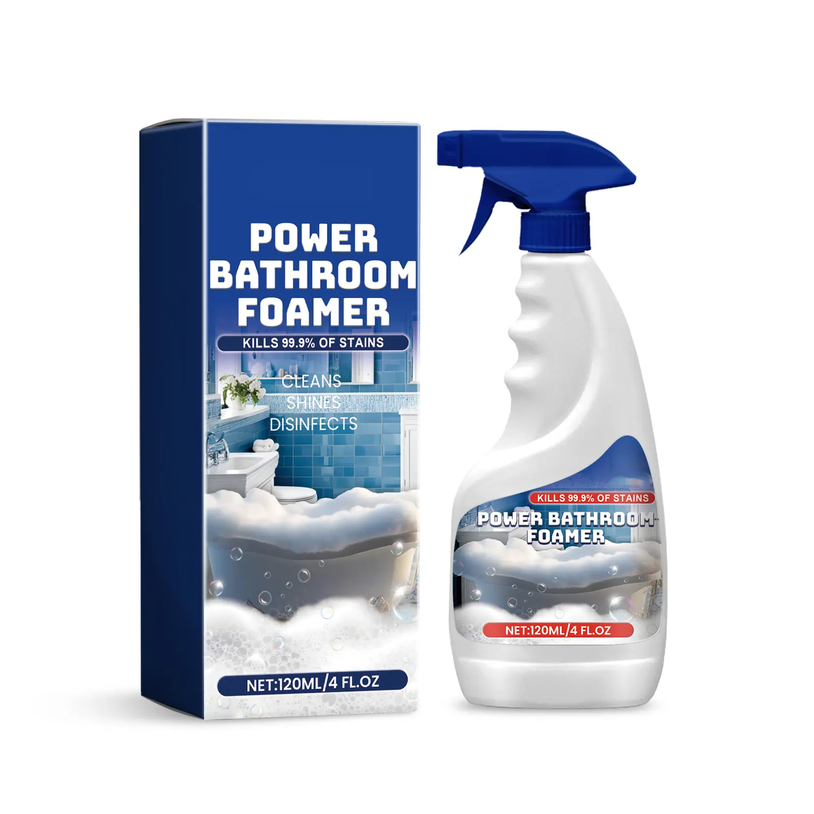 Bathroom Foam Cleaning Spray, Multi-Purpose Tub Cleaner, Effectively Remove Stains & Grime, Household Bathroom Surface Cleaning Foam for Daily Home Use