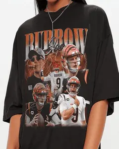 Vintage Joe Burrow Shirt, Football shirt, Classic 90s Graphic Tee, Unisex, Vintage Bootleg, Oversize Womenswear Cotton Polyester