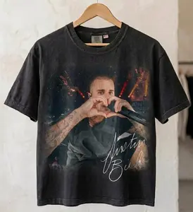 Gildan Shirt Vintage Coachella Bieber Heart Sign Shirt, Retro Music T-Shirt, Fan Music Tee