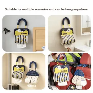 Wall-Mounted Tissue Storage Bag, Disposable Face Towel Dispenser, Car Tissue Holder - PU Material, Ring Buckle Design, Easy to Open and Close. Ideal for Living Room, Kitchen, Bathroom, Car, Dormitory, Bedroom and More.