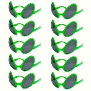 Alien-Themed Party Glasses, 10pcs Plastic Eyewear with Lenses, Halloween & Birthday Accessories, Durable Alien Costume Props