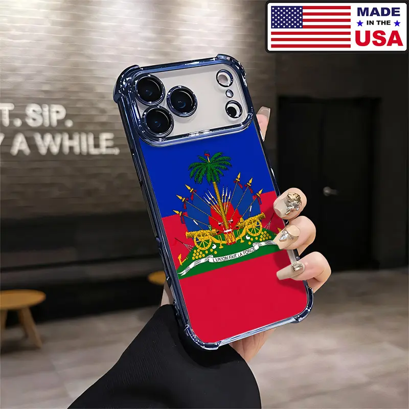 Customized Haiti Flag Haitian Pride National Emblem Caribbean Aesthetic Soft Silicone TPU Shockproof Smartphone Cover - Protective Vintage Fashion Accessory for iPhone 13-17 (Plus,Pro,Max) & Samsung 22-25 (Plus,Pro,Max,Ultra) Devices