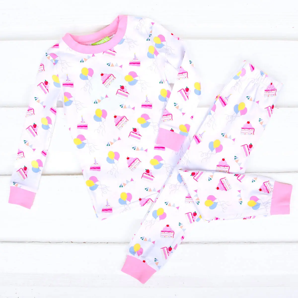 Birthday Cake Pajamas - Soft Knit PJ Set for Girls