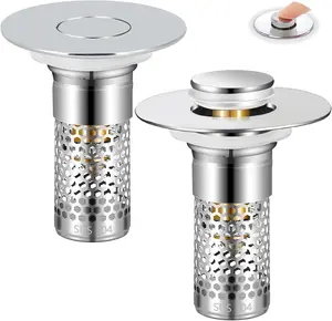 Bathroom Sink Stopper HairCatcher, Universal Pop Up Sink Drain Filter withStainless Steel Filter Basket, Bathroom SinkDrain Strainer