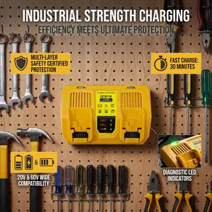 DCB102 20V MAX Battery Charger Replacement for Dewalt Battery Charger, 2 Port Charger Compatible with Dewalt 12V-20V Batteries