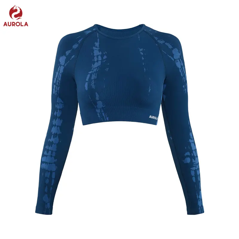 AUROLA Serpent Snake Long Sleeve Shirts for Women, Seamless Workout Crop Tops Crew Neck Cropped T Shirt Athletic Yoga SpringStatements Gym Outfit Tee Gym Exercise Activewear
