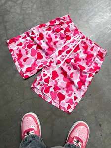 Men's One-Piece Beach Vacation Shorts, Personalized Camouflage Branches Short Pants, High-Awarded Street Style, Commute Daily Leisure Holiday School Return