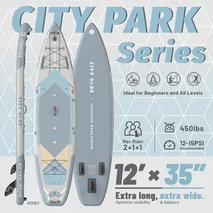 City Park 12'*35" Extra Wide Paddle Board with Seat, One-Stop Premium SUP Board Gears, Tailored 5 Fins, Stable Inflatable Stand Up Paddle Boards for Youth/Adults of All Levels