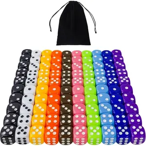 100 Pieces 6 Sided Dice Set 16mm Acrylic Game Dice 10 Colors for DND MTG RPG Tenzi Yahtze Bunco Table Board Games Math Teaching