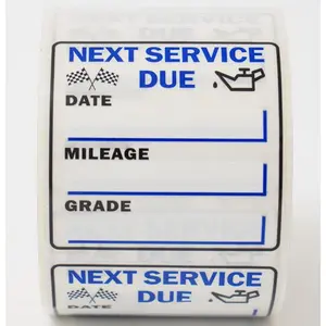 Oil Change Stickers 250 count Per Roll-Service Reminder Stickers-2 inches x 2 inches  Clear Stock-Windshield Stickers-Checkered Flag- Peel & Write and Stick with No   Sticker