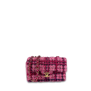 Pre-owned CHANEL Tweed Shoulder Bags Pink Mini Flap Bag