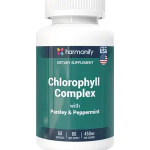 Chlorophyll Capsules 450mg, Natural Chlorophyll Pills for Women & Men – Highly Bioavailable Chlorophyll Supplement – 120 Capsules