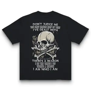 Summer Casual Short Sleeve Men's Skull Graphic Print Crew Neck T-shirt 100% Cotton Soft Comfy Classic Fit Tshirt with Advanced Digital Printing Technology