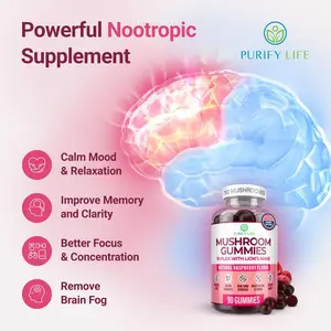 Purify Life Powerful Nootropic Supplement - 10-Plex Formula with 90 Gummies for Calm Mood Memory Focus & Brain Fog Relief Healthcare Bathroom Vitamin Edible Dietary Booster
