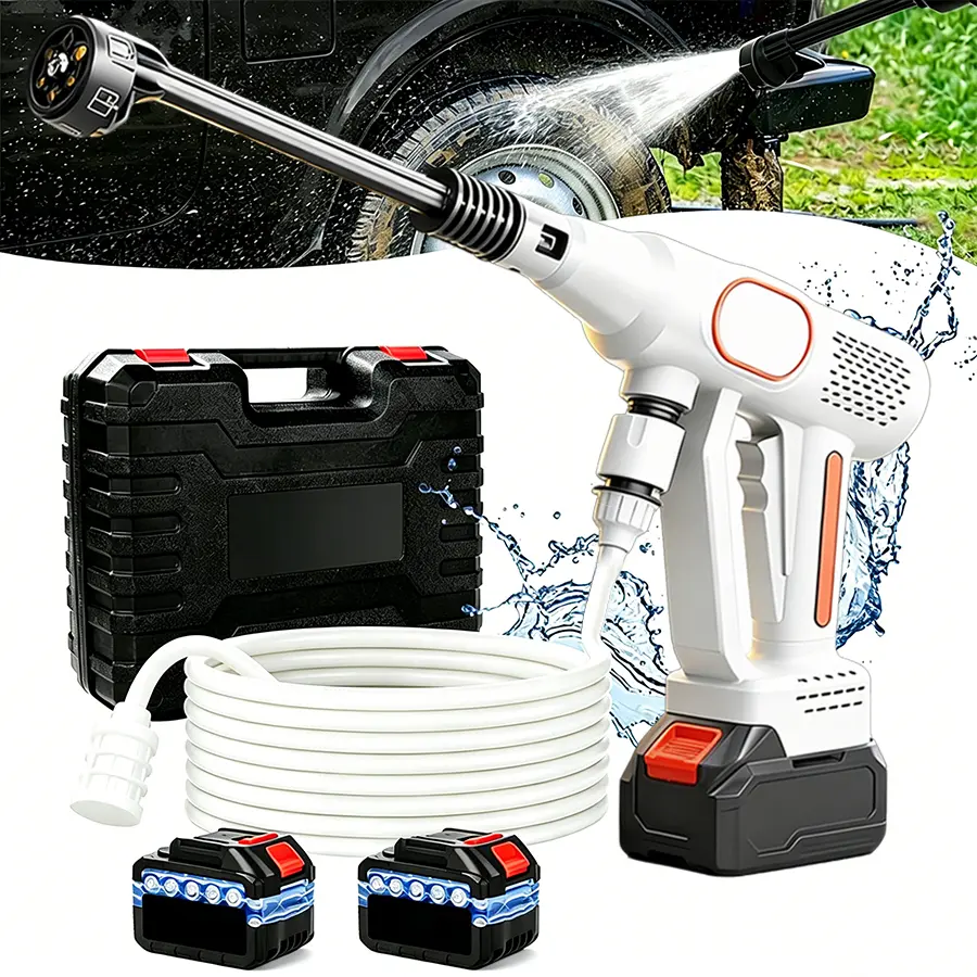 Cordless High-Pressure Washer, Battery-Powered, Compact High-Pressure Washer, Ideal for Cleaning Cars, Patios, and Gardens, Comes with Accessories