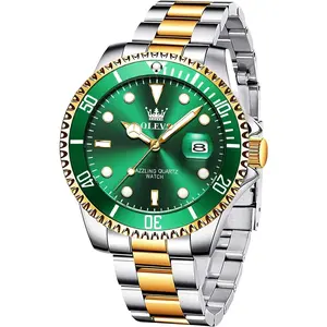 OLEVS Mens Watch Stainless Steel Big Face Casual Dress Wrist Watch Analog Day Date Waterproof Luminous