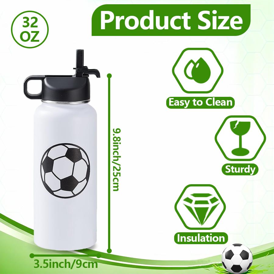 12 pcs 32 oz reusable stainless steel cups, indoor soccer cups for iced coffee, hot and cold beverages and juices, perfect for soccer games, graduation events and daily hydration must-haves, perfect gift for mother's day, graduation season