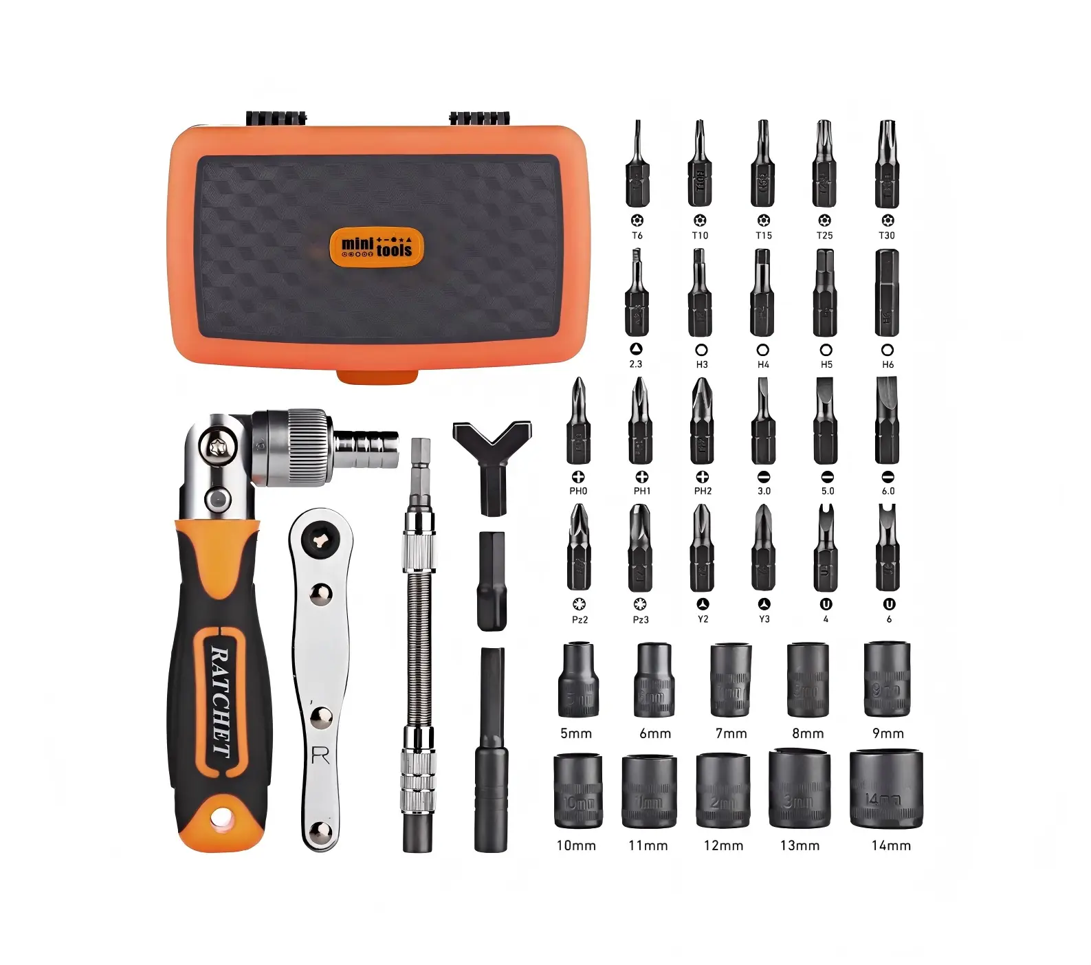 38-Piece Ratcheting Screwdriver and Socket Set, 22 Bits, 10 Sockets, Flexible Shaft and Storage Case for Home Repair