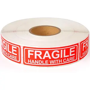 Fragile Stickers, Anti-Breakage Reminders, 1x3 Inches Warning Labels for Transport and Shipping, Moving Glass Permanent Adhesive Labels
