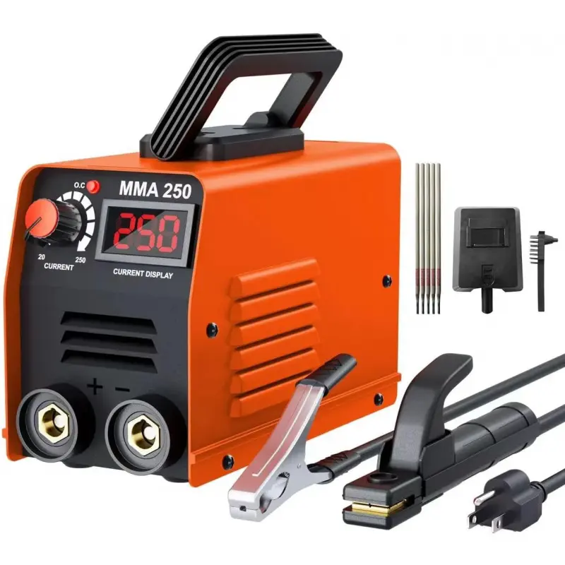 110V Portable Mini Stick Welding Machine - IGBT DC Inverter with 250A Power, Digital Display, Hot Start, Arc Force, Anti-Stick Functions, Beginner-Friendly Kit for Metal Repair, Supports E6013/E6011 Electrodes