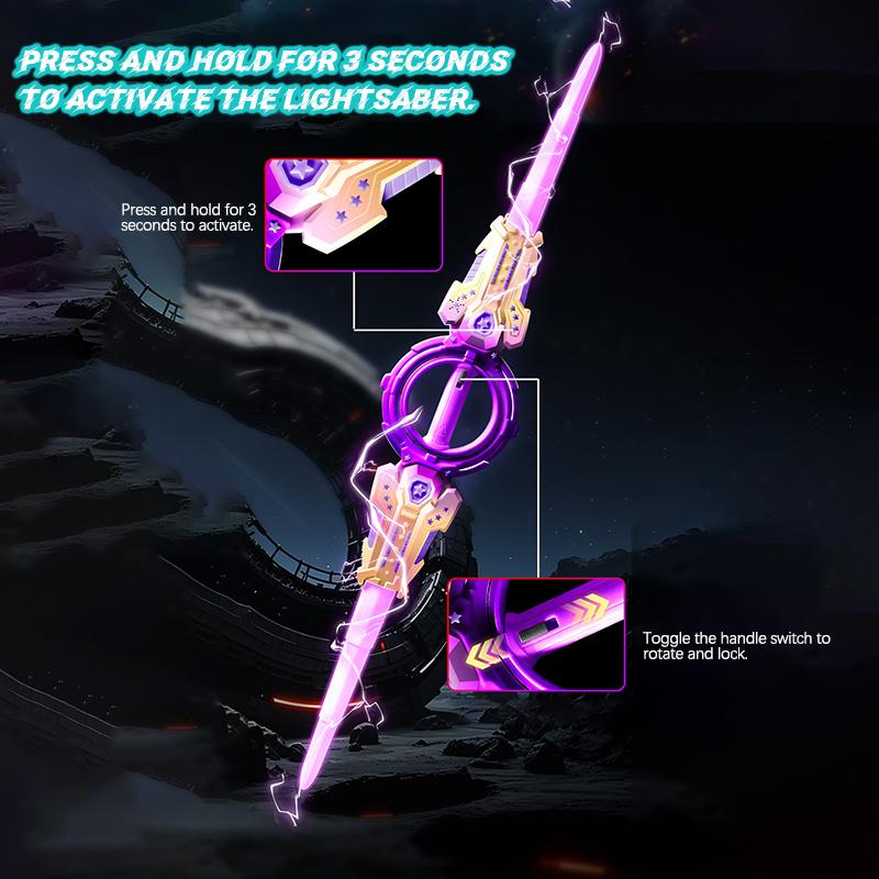 Dual-Bladed Flame Whirl Light Saber Toy with Spinning Blades USB Type-C Rechargeable Multicolored Lights and Simulated Sword Hum Perfect for Role-Playing Ideal Holiday Gift for Boys cosplay  deals The coolest Valentine's Day gift for him