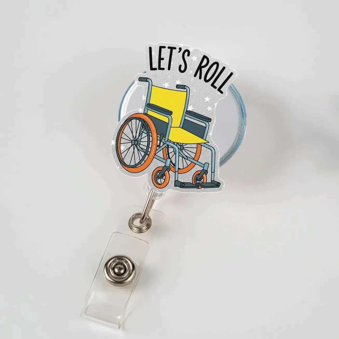 Let's Roll Wheelchair Badge Reel, Physical Therapist, ID Badge Holder, Nursing Assistant, Nurse Gift