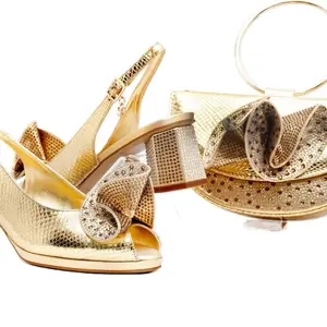 Sergio  mid-Heeled Sandals with Rhinestone Bow & Matching Handbag Set for Women