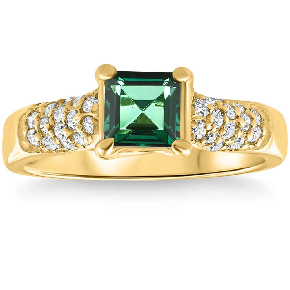 3/4Ct Peart Shape Emerald Diamond Ring 10k Gold Lab Grown
