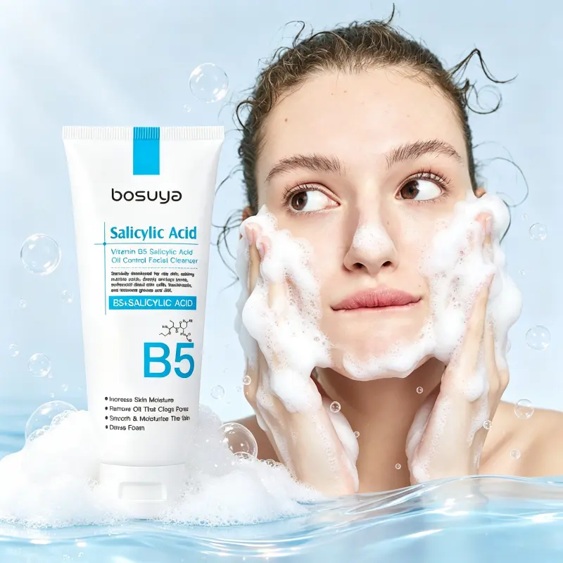 B5 Salicylic Acid Foaming Oil Control Facial Cleanser - Deep Pore Cleansing, Blackhead Removing, Moisture-Boosting Gentle Daily Calming Matte Formula for Oily Skin