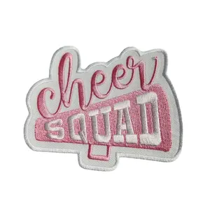 Patch Party Club, (1-pc) "Cheer Squad" Pink/White, Cheerleading Patch, Iron-on Applique for Jackets, Camo, & Bags, Size 4", Cheerleader Patch, DIY