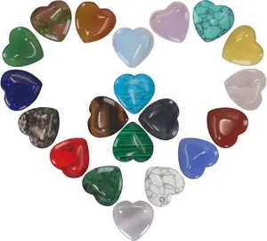 20-Piece Heart Healing Crystal Set – Rose Quartz & Amethyst Heart Gemstones for Love, Chakra & Reiki Balance, Palm Thumb Stones Gift for Men & Women (Colorful)